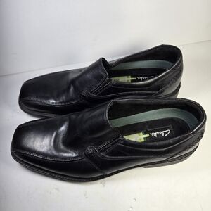 Clarks Men's Deane Sleek Black Slip-On Loafers Leather Size 10